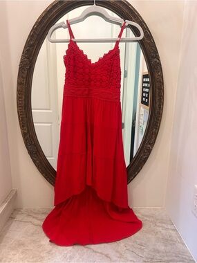 Red Crochet Bodice high-low Dress